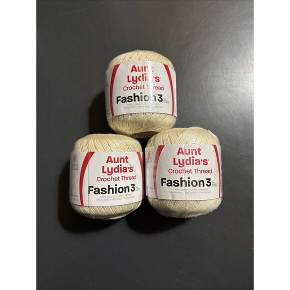 Coats Crochet Aunt Lydia's Fashion Crochet Thread Size 3-Bridal Natural(3Pk) - Picture 1 of 7